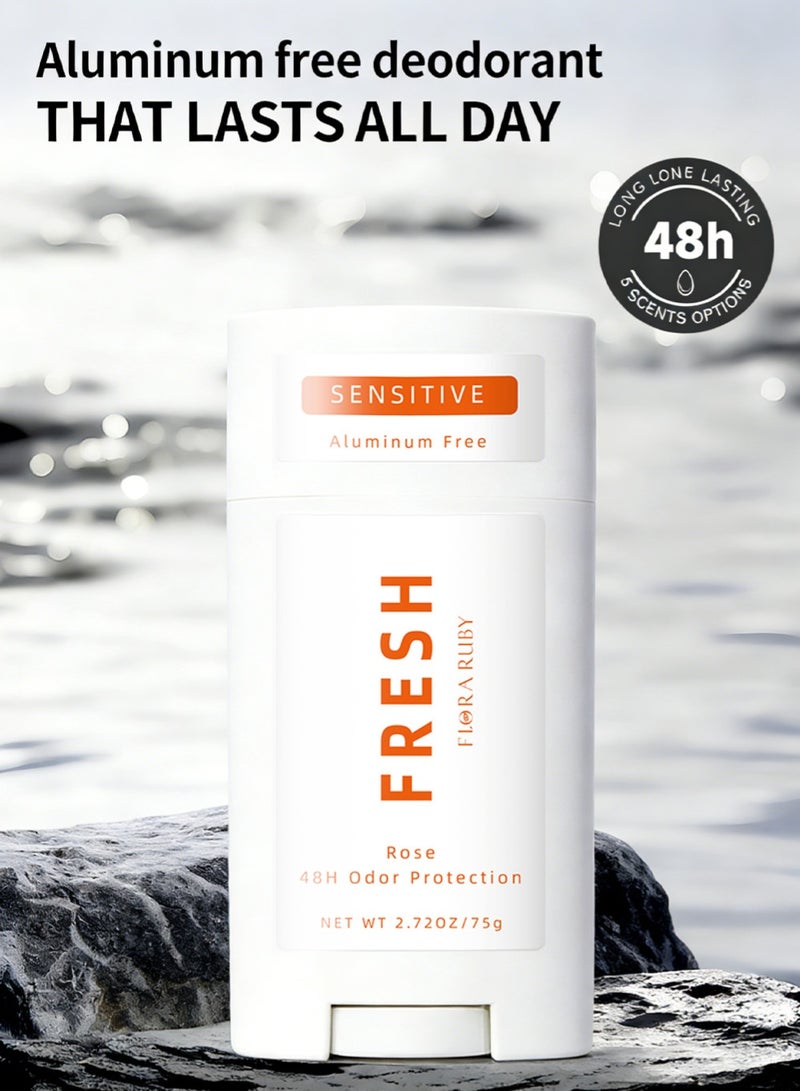 Flora Ruby ستيكر ديودورانت وردي للجسم 75 جم – تحكم في الرائحة لمدة 48 ساعة، خالي من الألومنيوم، رائحة الورد والشمسية، مضاد للعرق للرجال والنساء، مناسب للبشرة الحساسة، نقاء طويل الأمد، مكونات طبيعية، ستيكر ديودورانت بسطح سلس للتطبيق - Image 2